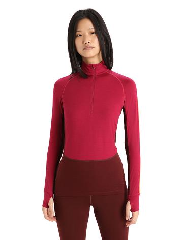 Women's Icebreaker 260 ZoneKnit™ Merino Long Sleeve Half Zip Base Layers Cherry / Espresso | CA 1066HAPK